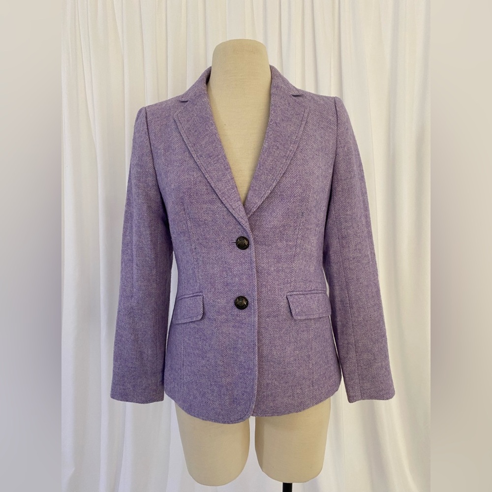 Talbots Lavender Heringbone Wool Blazer - Picture 3 of 9